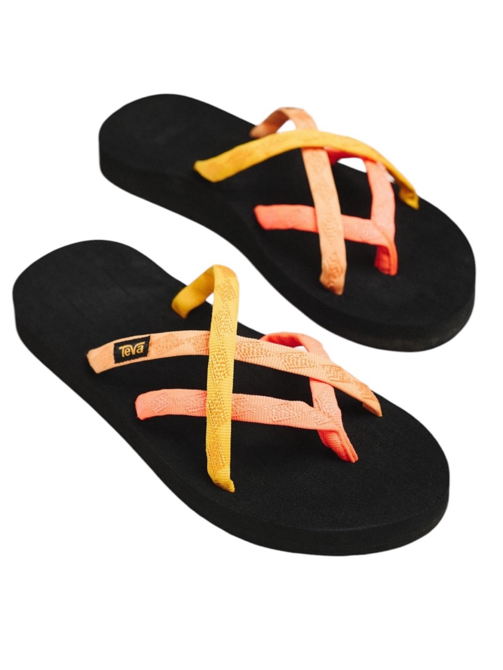 Teva Olowahu Cross-Strap Sandals Neon Coral Multi Women’s Size 6